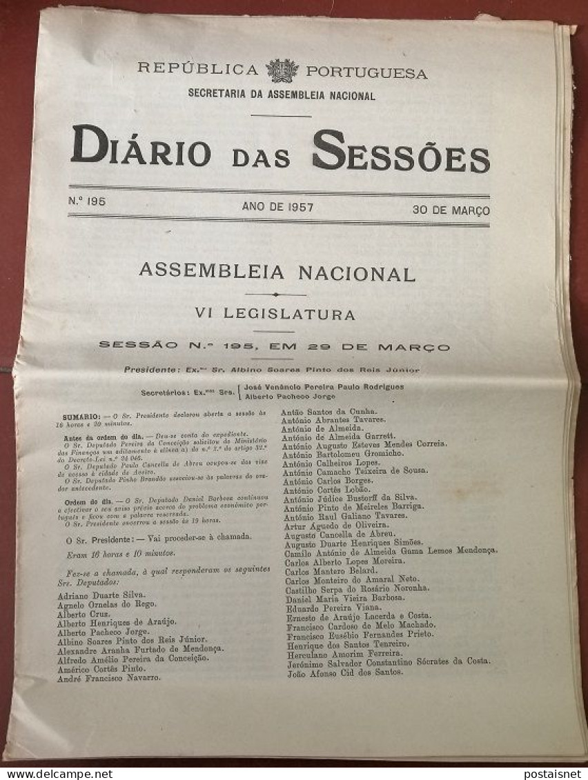 Diário Das Sessões 1957 – Assembleia Nacional VI Legislatura – República Portuguesa - Andere & Zonder Classificatie