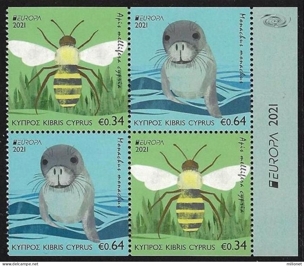 SALE!!! CYPRUS CHIPRE CHYPRE ZYPERN 2021 EUROPA CEPT Endangered National Wildlife 4 Stamps From Booklet MNH ** - 2021