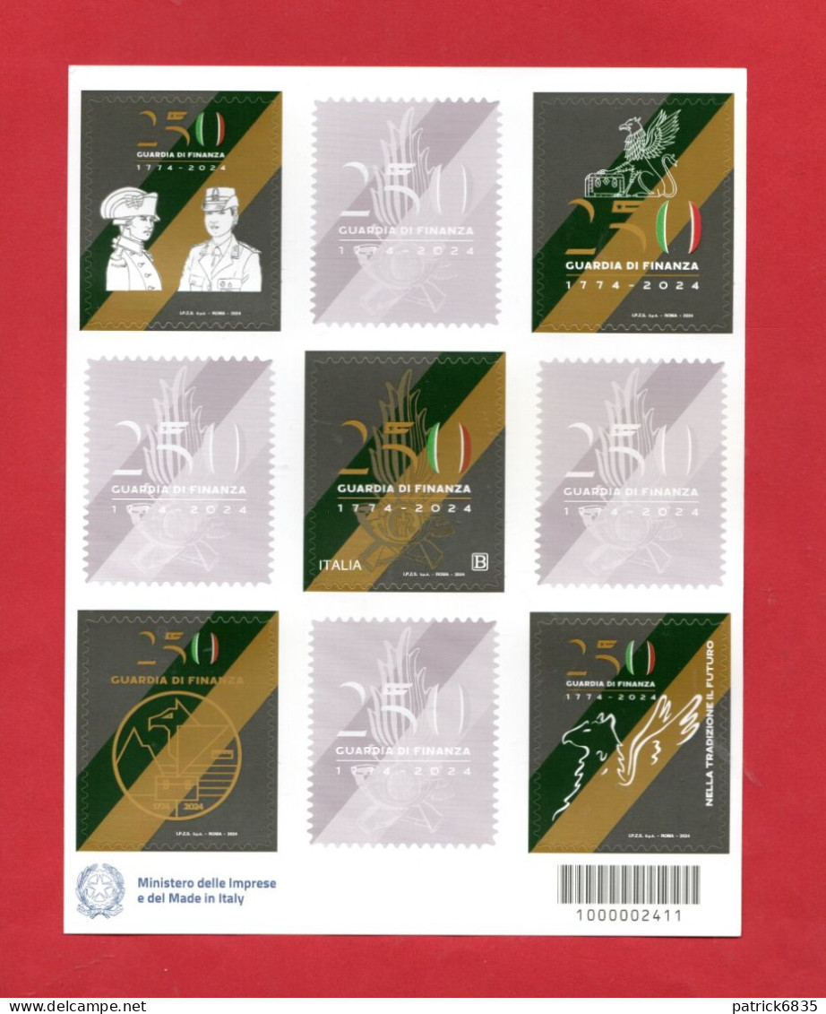 ITALIA **-2024 -  GUARDIA Di FINANZA.  - FOGLIETTO MNH**. - Bar Codes