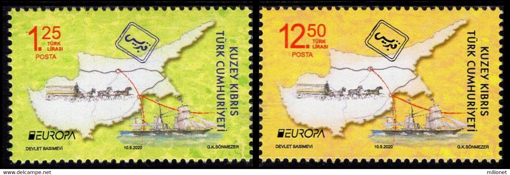 SALE!!! NORTHERN CYPRUS CHIPRE TURCO 2020 EUROPA CEPT Ancient Postal Routes 2 Stamps Set MNH ** - 2020