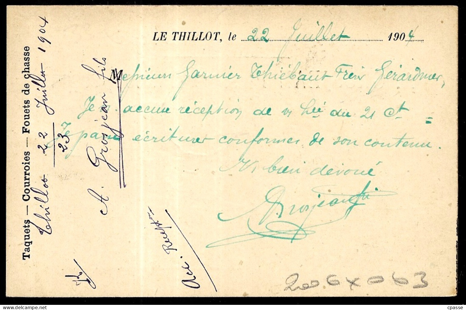 CPA Commerciale 88 LE THILLOT Vosges, A. GROSJEAN Fils, Tannerie, Corroierie * Phila : Cachet Convoyeur Bussang à Epinal - Le Thillot