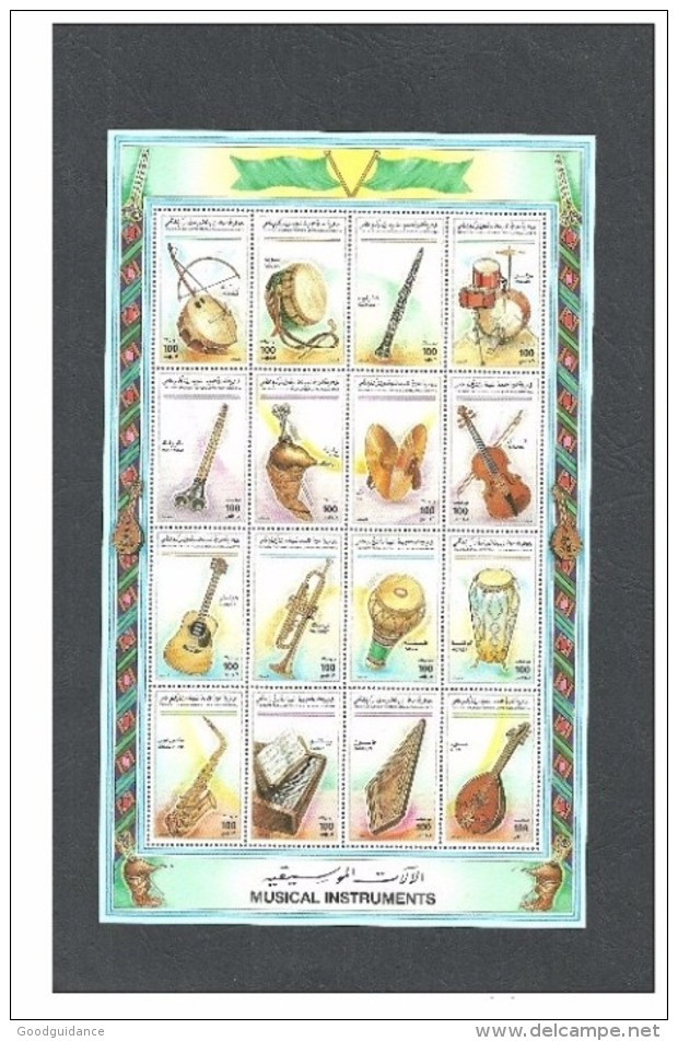 1995 – Libya- Musical Instruments- Full Sheet MNH** - Libyen