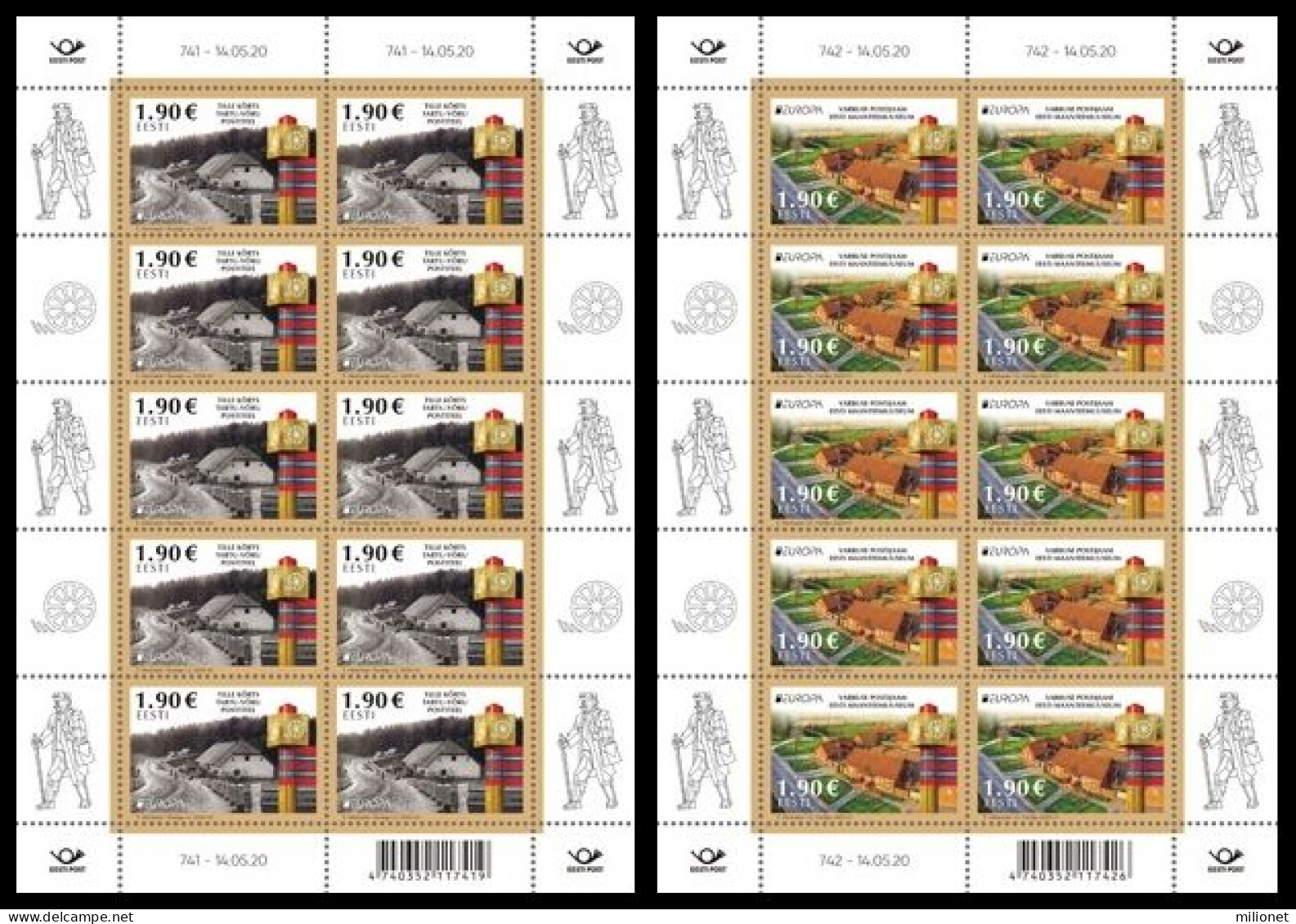 SALE!!! ESTONIA ESTONIE ESTLAND 2020 EUROPA CEPT Ancient Postal Routes 2 Sheetlets Of 10 Stamps MNH ** - 2020