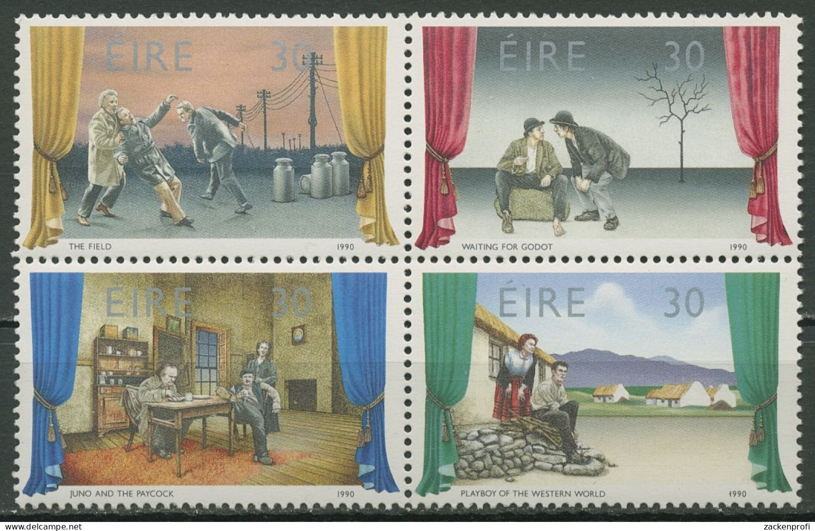 Irland 1990 Theater Zusammendruck 733/36 ZD Postfrisch (C16408) - Unused Stamps