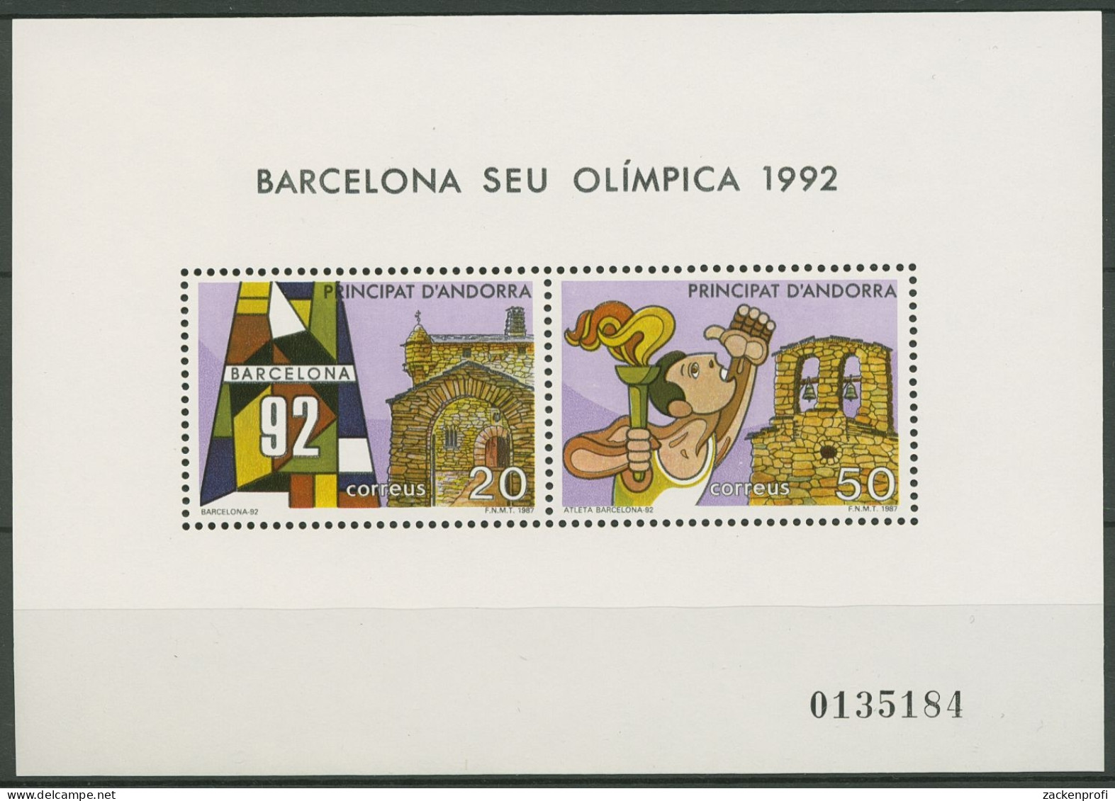 Andorra (span.) 1987 Olympia'92 Barcelona Block 2 Postfrisch (C90598) - Nuevos