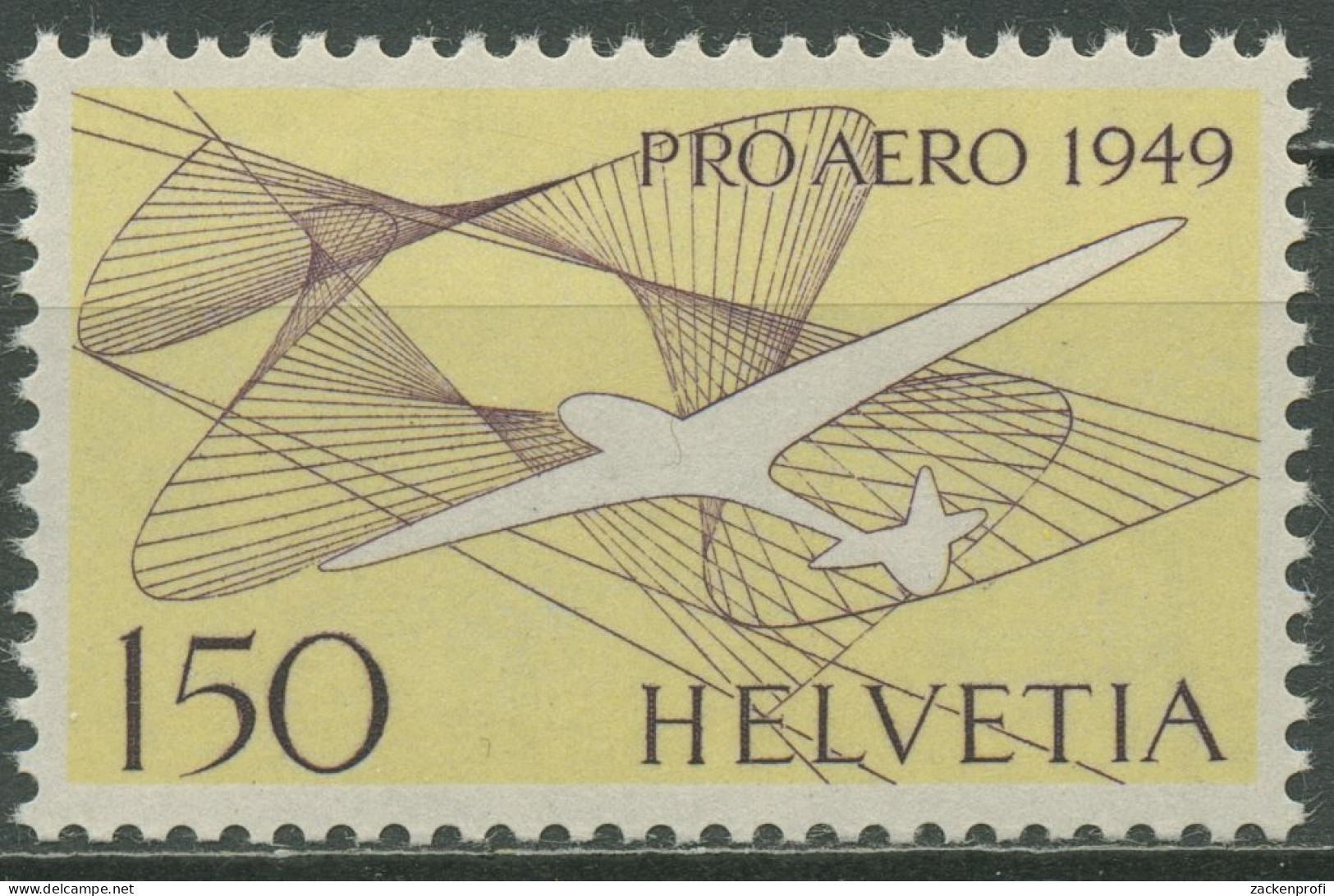 Schweiz 1949 Pro Aero Segelflugzeug 518 A Postfrisch - Unused Stamps