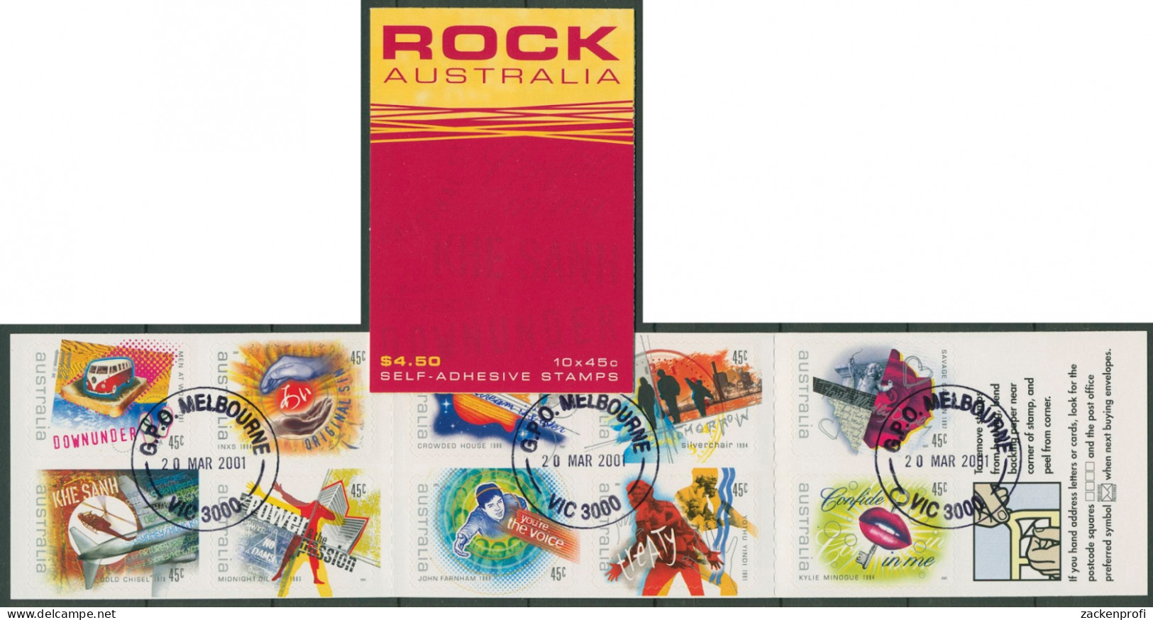 Australien 2001 Australische Rockmusik MH 138 Gestempelt (C29582) - Postzegelboekjes