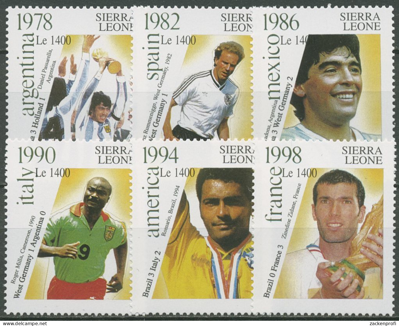 Sierra Leone 2001 Geschichte Der Fußball-WM Rummenigge 4134/39 Postfrisch - Sierra Leona (1961-...)