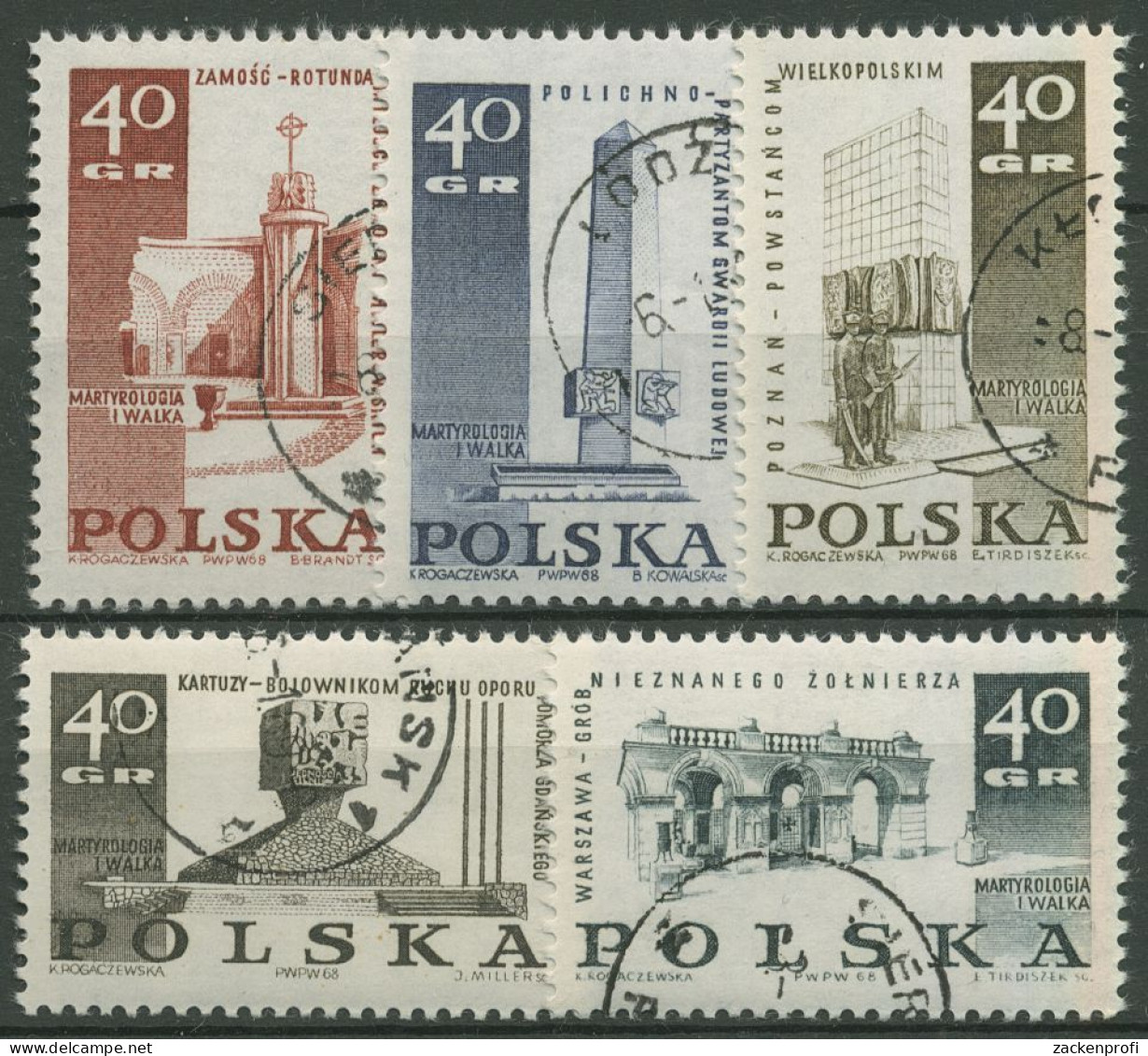 Polen 1968 Weltkriegs-Denkmäler 1885/89 Gestempelt - Oblitérés