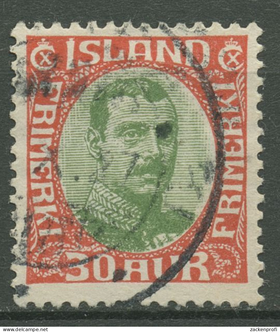 Island 1920 König Christian X. Im Oval 93 Gestempelt - Usati