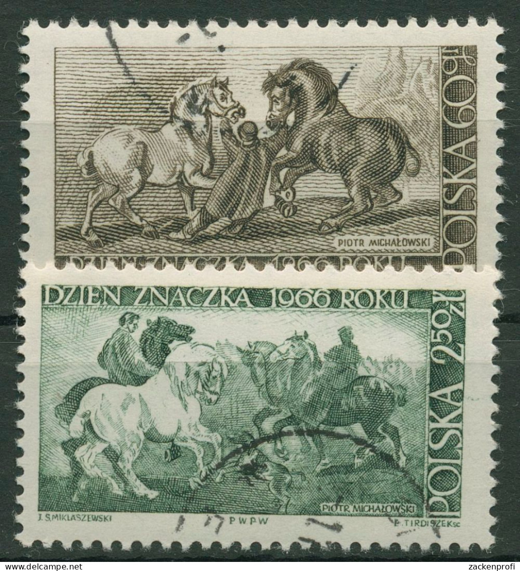 Polen 1966 Tag Der Briefmarke Pferde Gemälde 1715/16 Gestempelt - Oblitérés