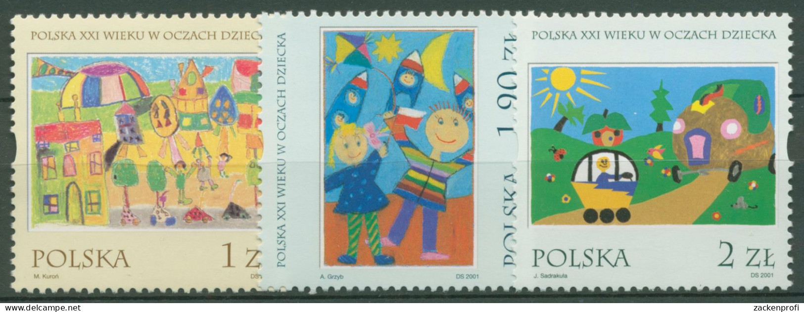 Polen 2001 Kinderzeichnungen 3921/23 Postfrisch - Unused Stamps