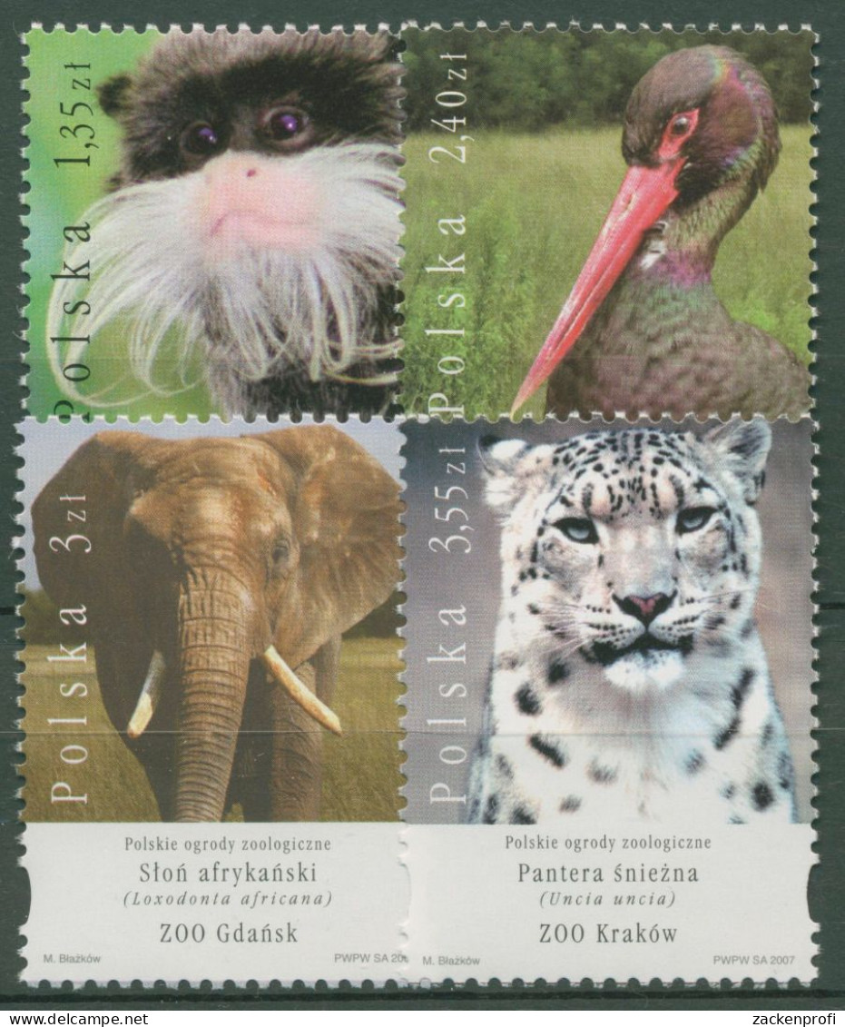Polen 2007 Tiere Tamarin Elefant Storch Leopard 4327/30 Postfrisch - Unused Stamps