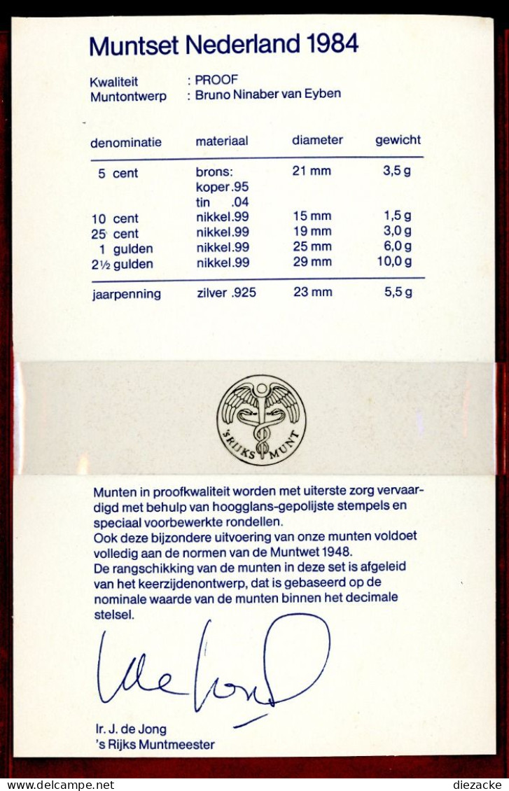 Niederlande 1984 KMS/ Kursmünzensatz Im Folder PP (MZ1230 - Sonstige & Ohne Zuordnung