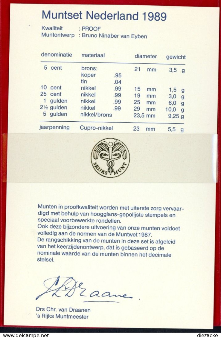 Niederlande 1989 KMS/ Kursmünzensatz Im Folder PP (MZ1235 - Andere & Zonder Classificatie