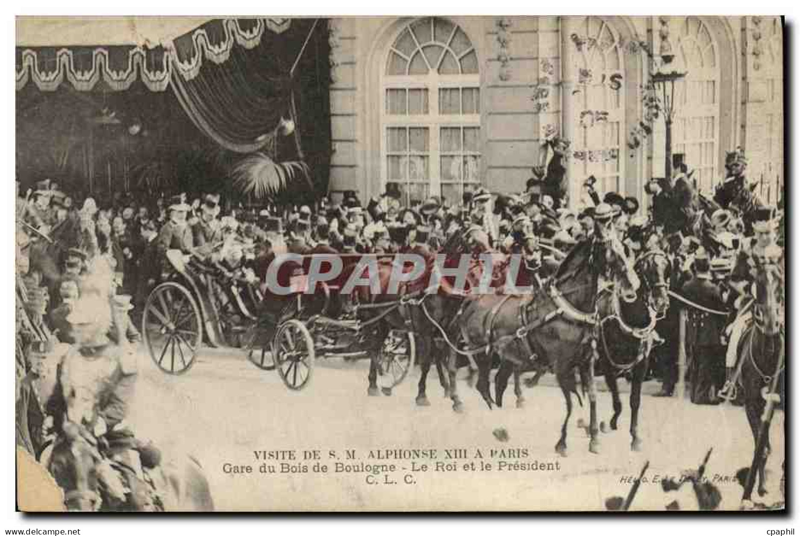 CPA Visite De SM Alphonse XIII A Paris Gare Du Bois De Boulogne Le Roi Et Le President  - Königshäuser