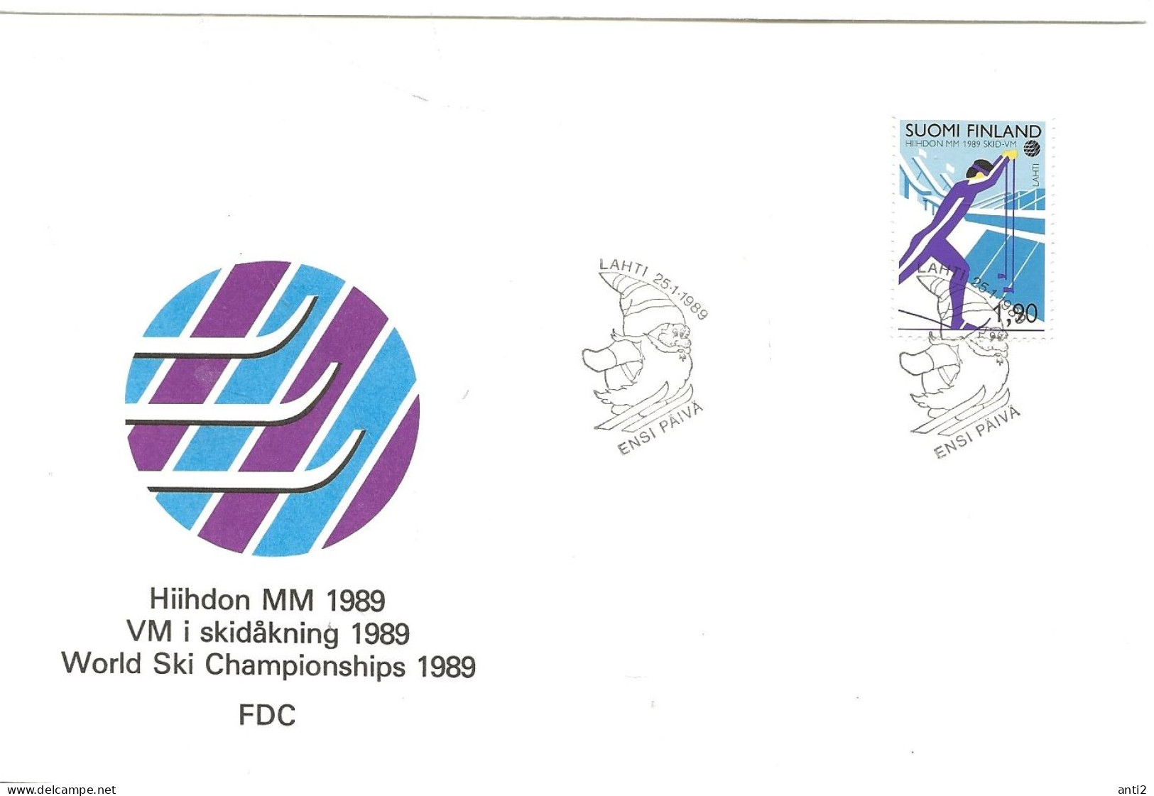 Finland   1989 Nordic Ski World Championships, Lahti, Cross-country Skiing, Stadion, Mi 1070  FDC - Lettres & Documents