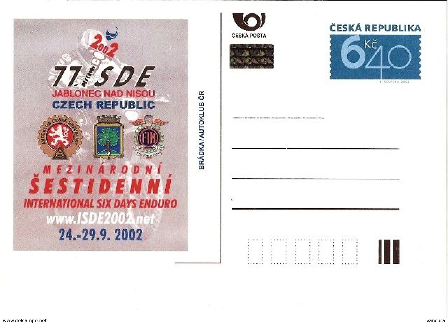 CDV B Czech Republic Six Days Enduro 2002 - Cartes Postales