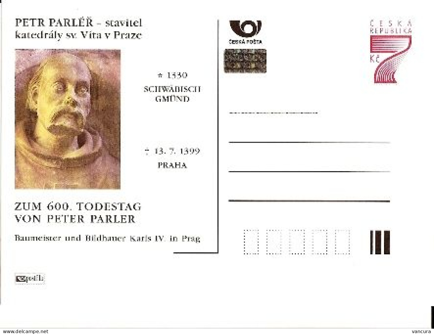 CDV A 48 Czech Republic - Peter Parler,  Builder Of St Vitus Cathedral, Prague, 1999 - Cartoline Postali