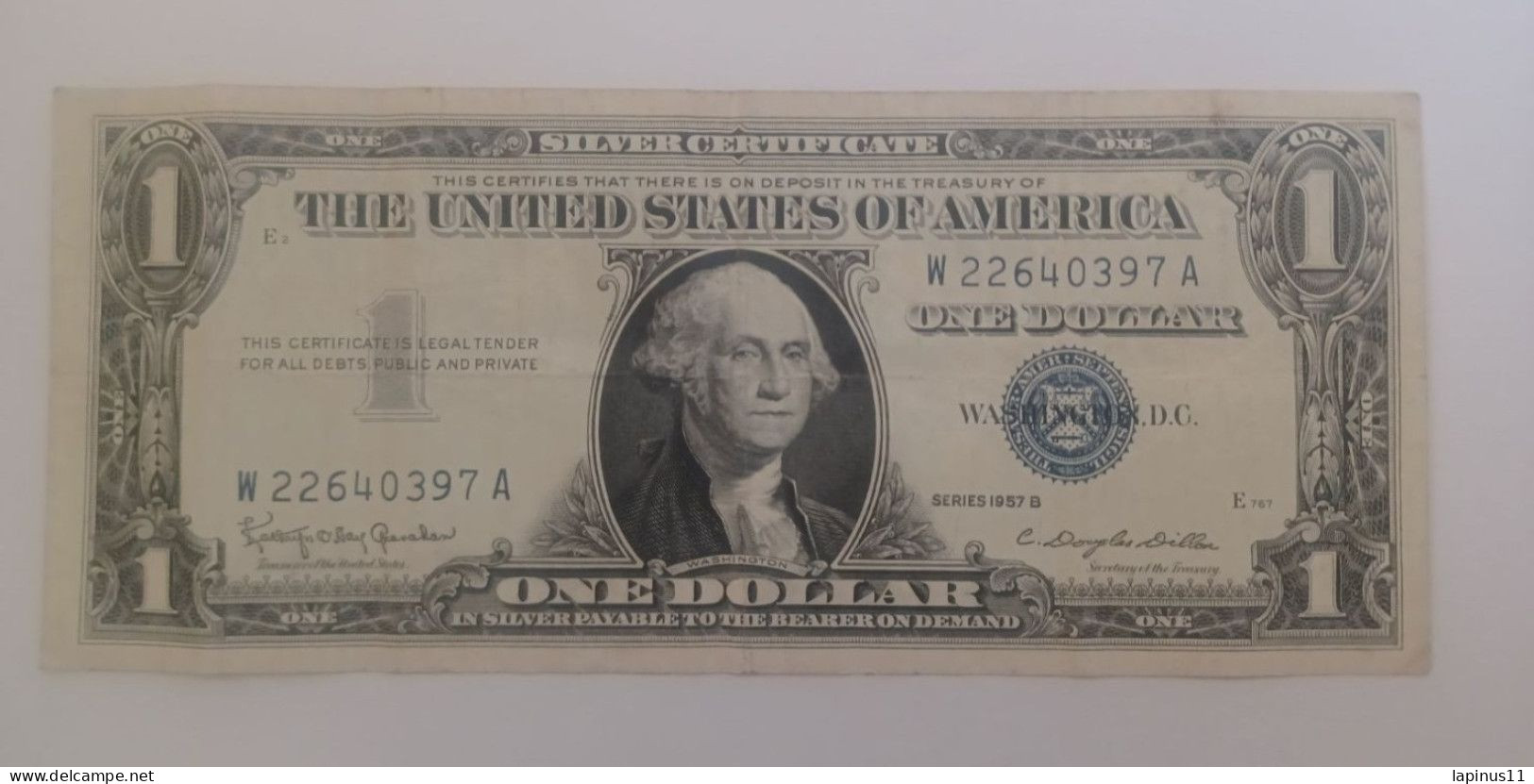 BANKNOTE PAPER MONEY 1 DOLLAR WASHINGTON GOVERNMENT RESERVES BLUE SERIES B 1957 VERY GOOD PRESERVATIONS SCS - Billets De La Federal Reserve (1928-...)