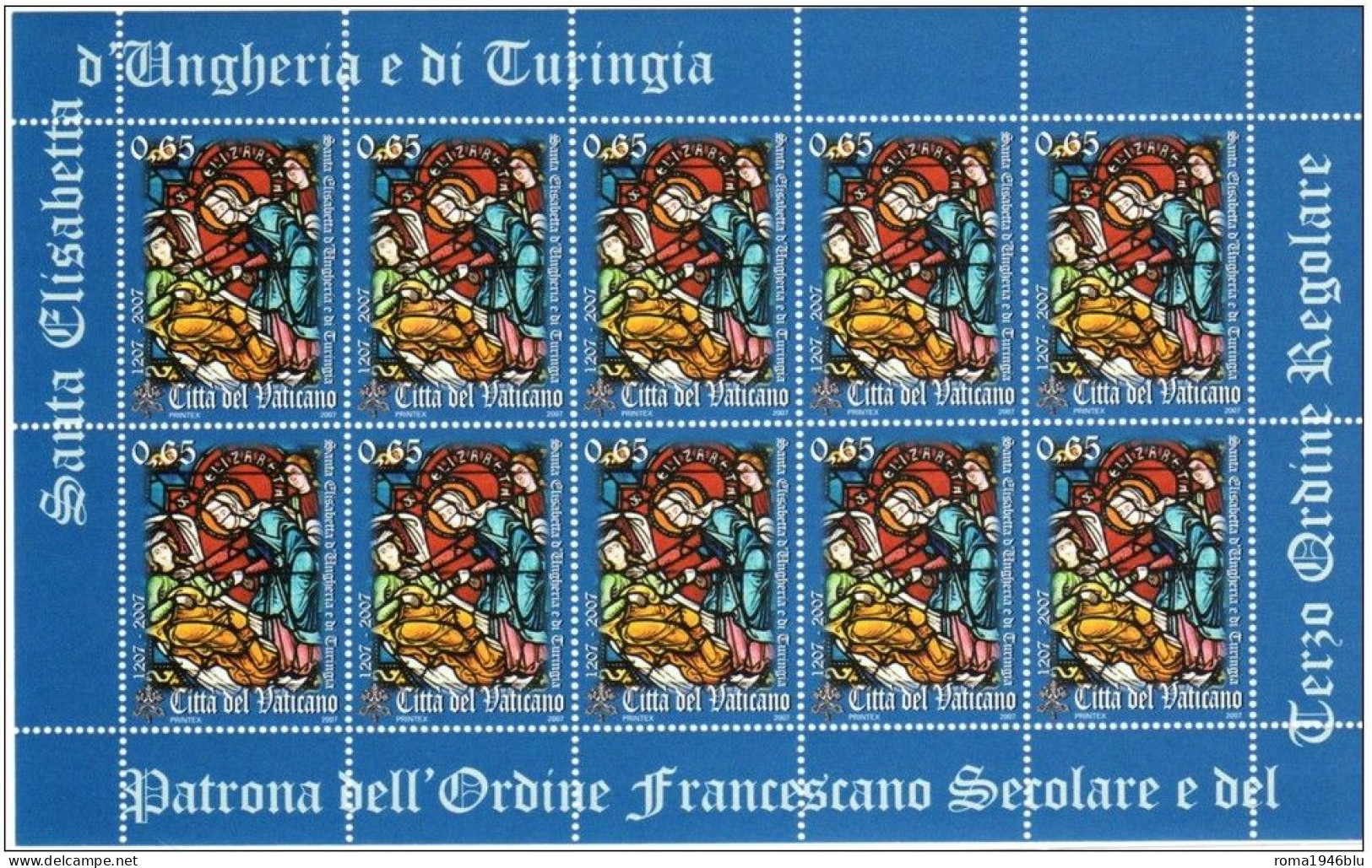 VATICANO 2007 CENTENARIO NASCITA SANTA ELISABETTA D'UNGHERIA E DI TURINGIA MINIFOGLIO ** MNH - Blocs & Hojas