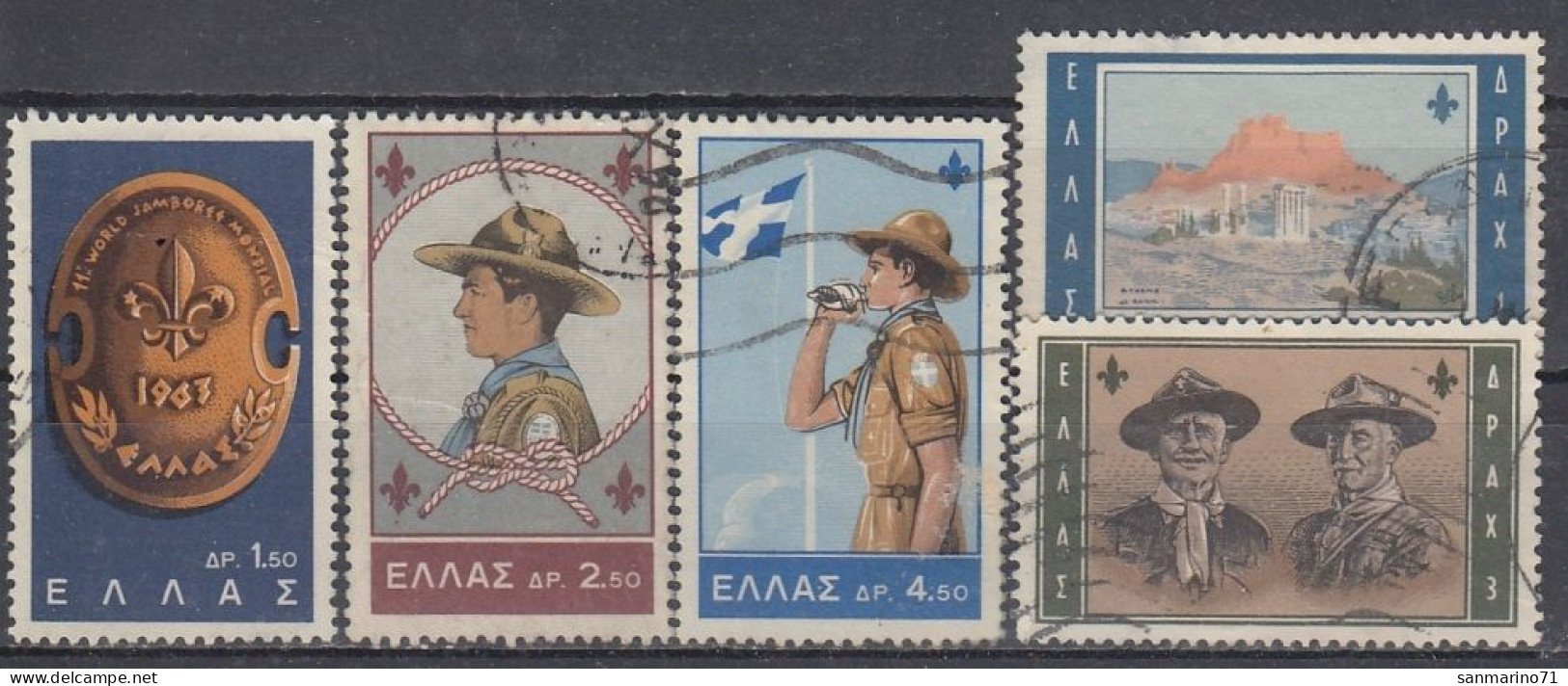 GREECE 816-820,used,falc Hinged,scouting - Used Stamps