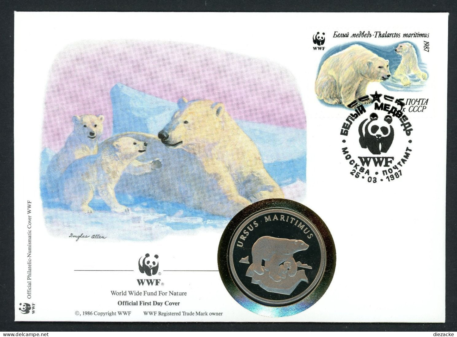 Sowjetunion 1987 Numisbrief Medaille Eisbären 30 Jahre WWF, CuNi PP (MD816 - Unclassified