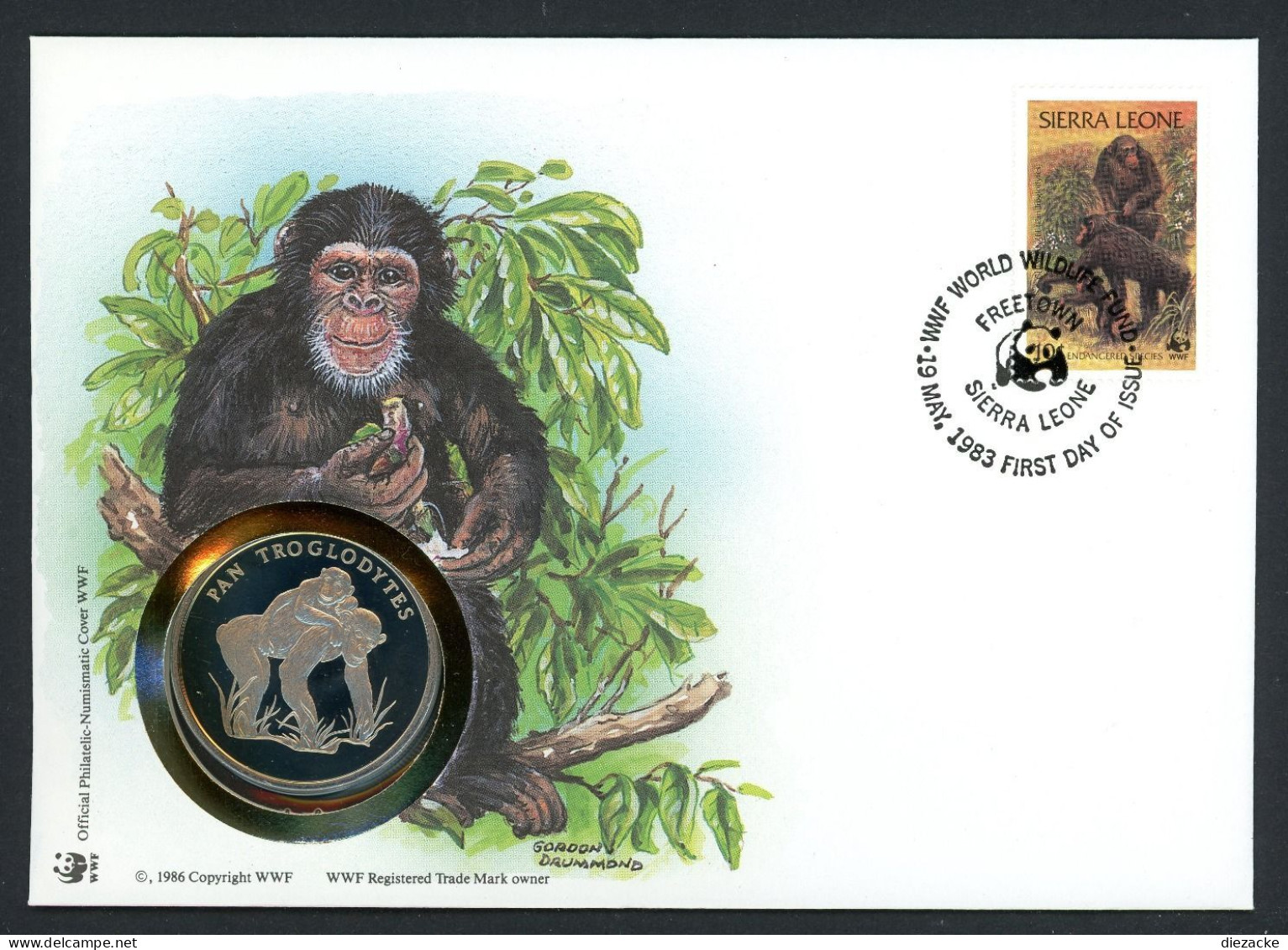 Mauritius 1983 Numisbrief Medaille Schimpansen 30 Jahre WWF, CuNi PP (MD815 - Zonder Classificatie