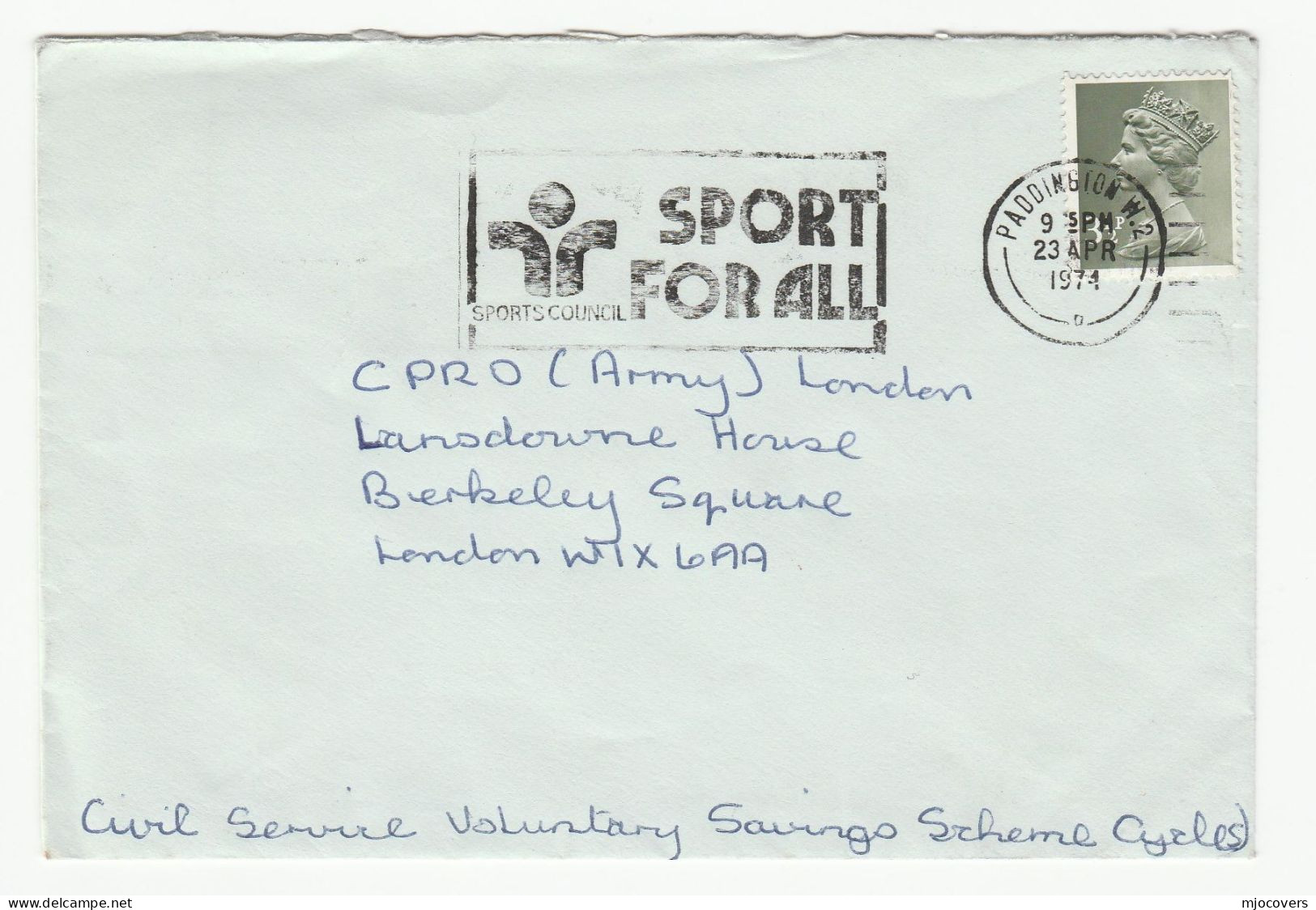 1974 Cover SPORT For ALL Paddington SLOGAN  GB  Stamps - Lettres & Documents