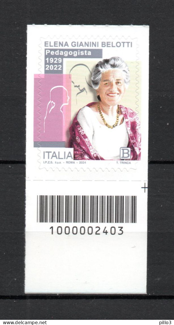 ITALIA :  Elena Gianini  Belotti - C/Barre N° 2403  MNH**  -  8.03.2024 - Códigos De Barras