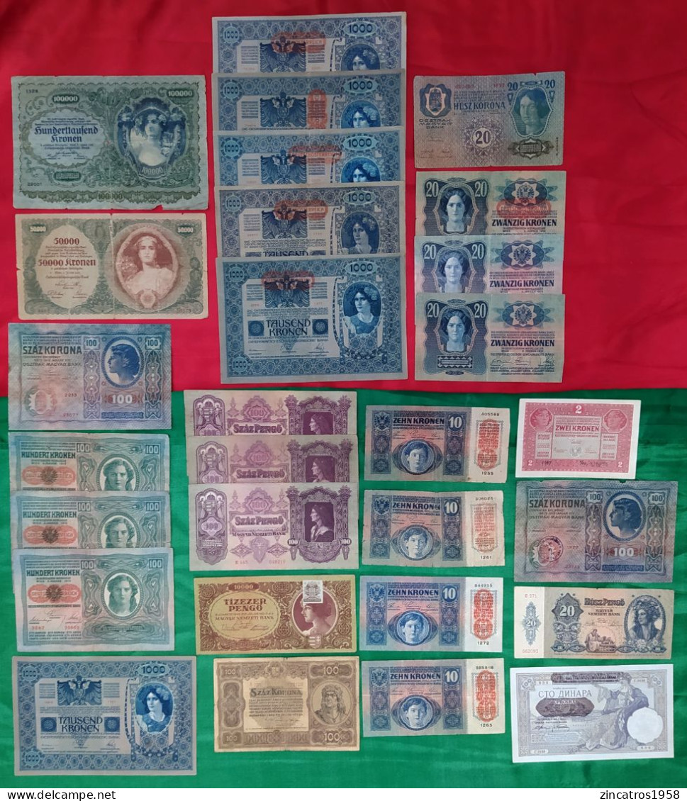 Austria Hungary Yugoslavia / Osterreich / Lot Circulated Banknotes Included 50000 & 100000 Kronen 1922 Low Conditions++ - Austria