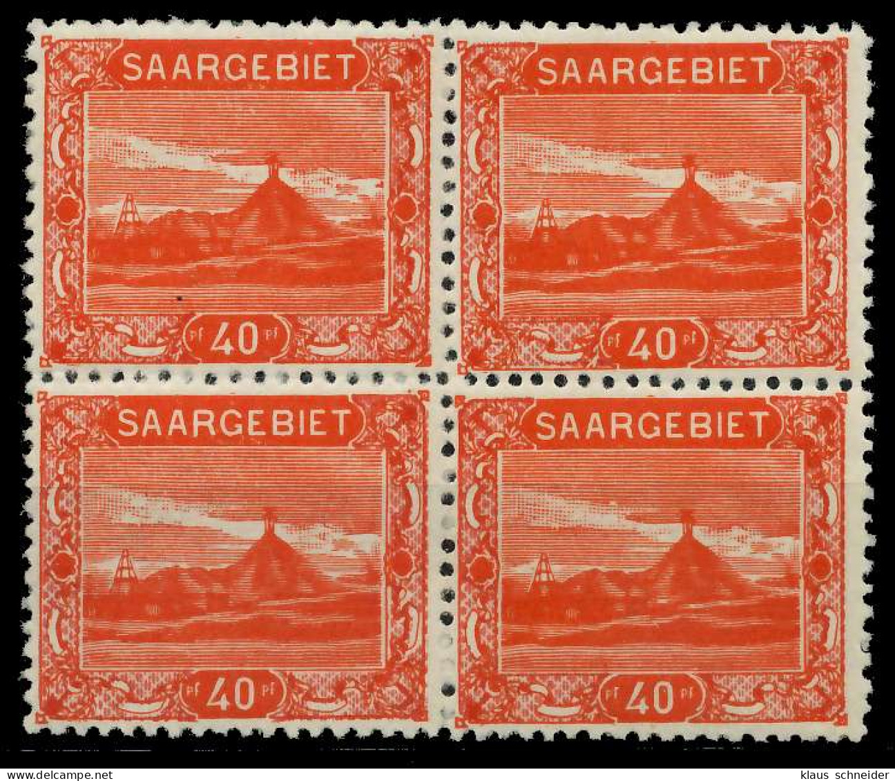 SAARGEBIET LANDS.BILD Nr 59A Postfrisch VIERERBLOCK X788422 - Ungebraucht