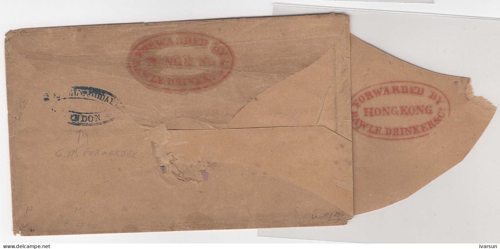 Circa 1849 Cover With "FORWARDED BY ROWLE DRINKER/HONG KONG"  Red Oval Cachet To NY, USA. "Paid In China - ...-1878 Vorphilatelie
