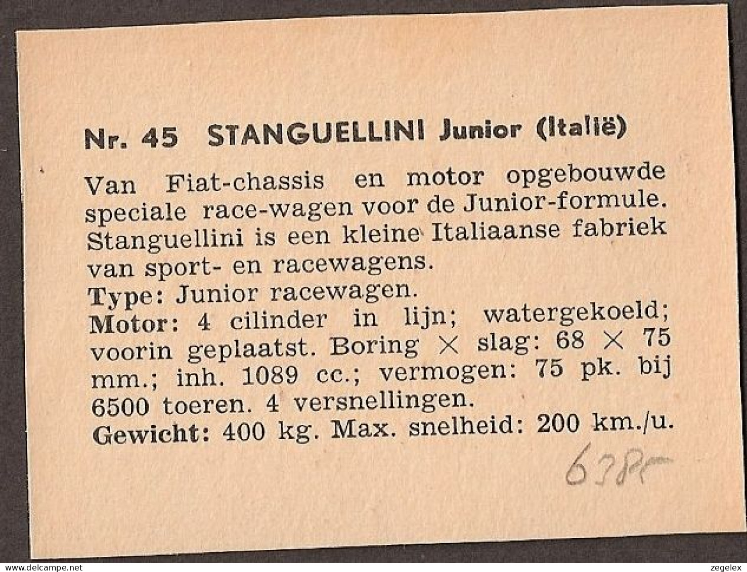 Stanguellini Junior (Italia) - Automobile, Voiture, Oldtimer, Car. Voir Description, See  The Description. - Coches