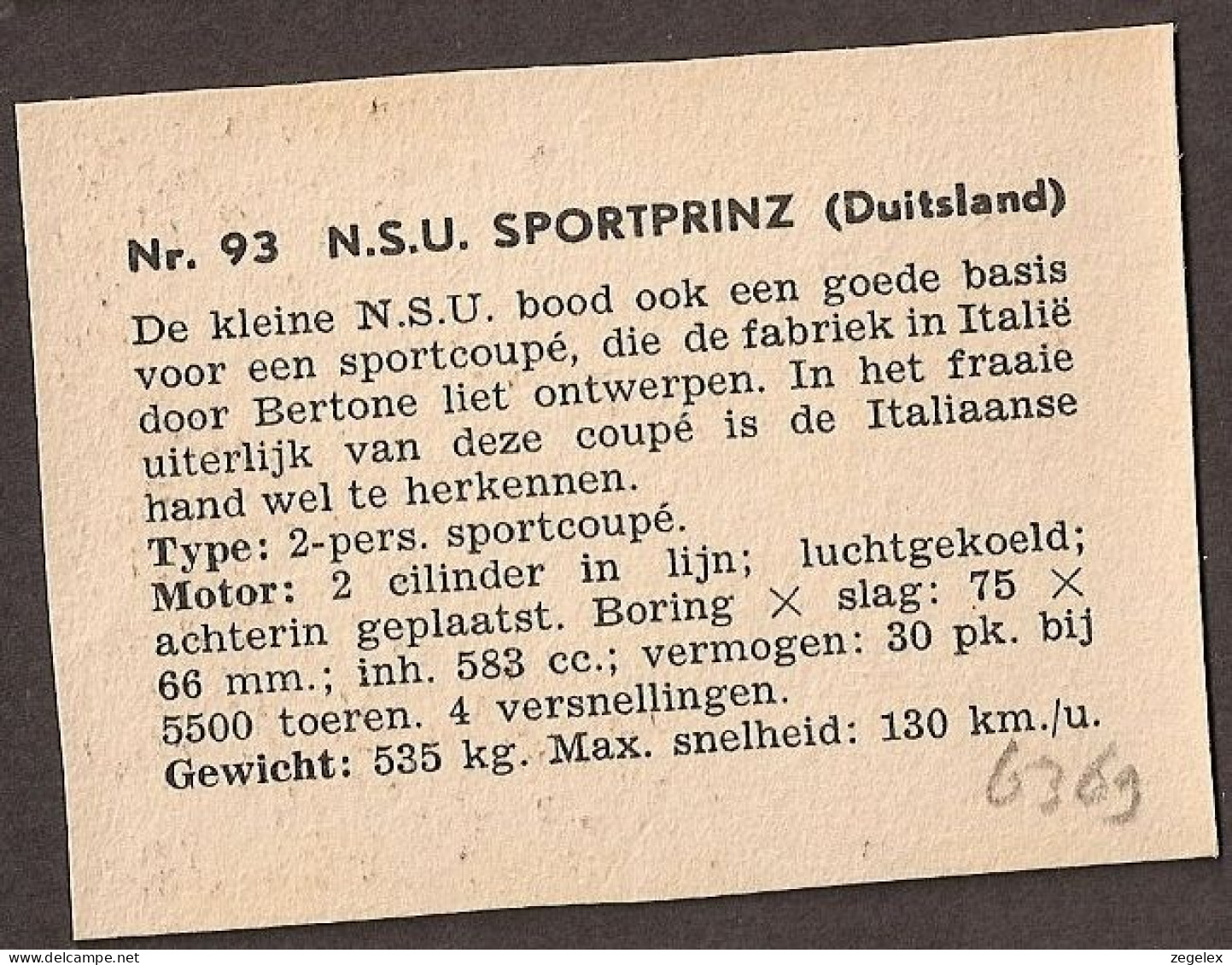 N.S.U. Sportprinz (Germany) - Automobile, Voiture, Oldtimer, Car. Voir Description, See  The Description. - Autos