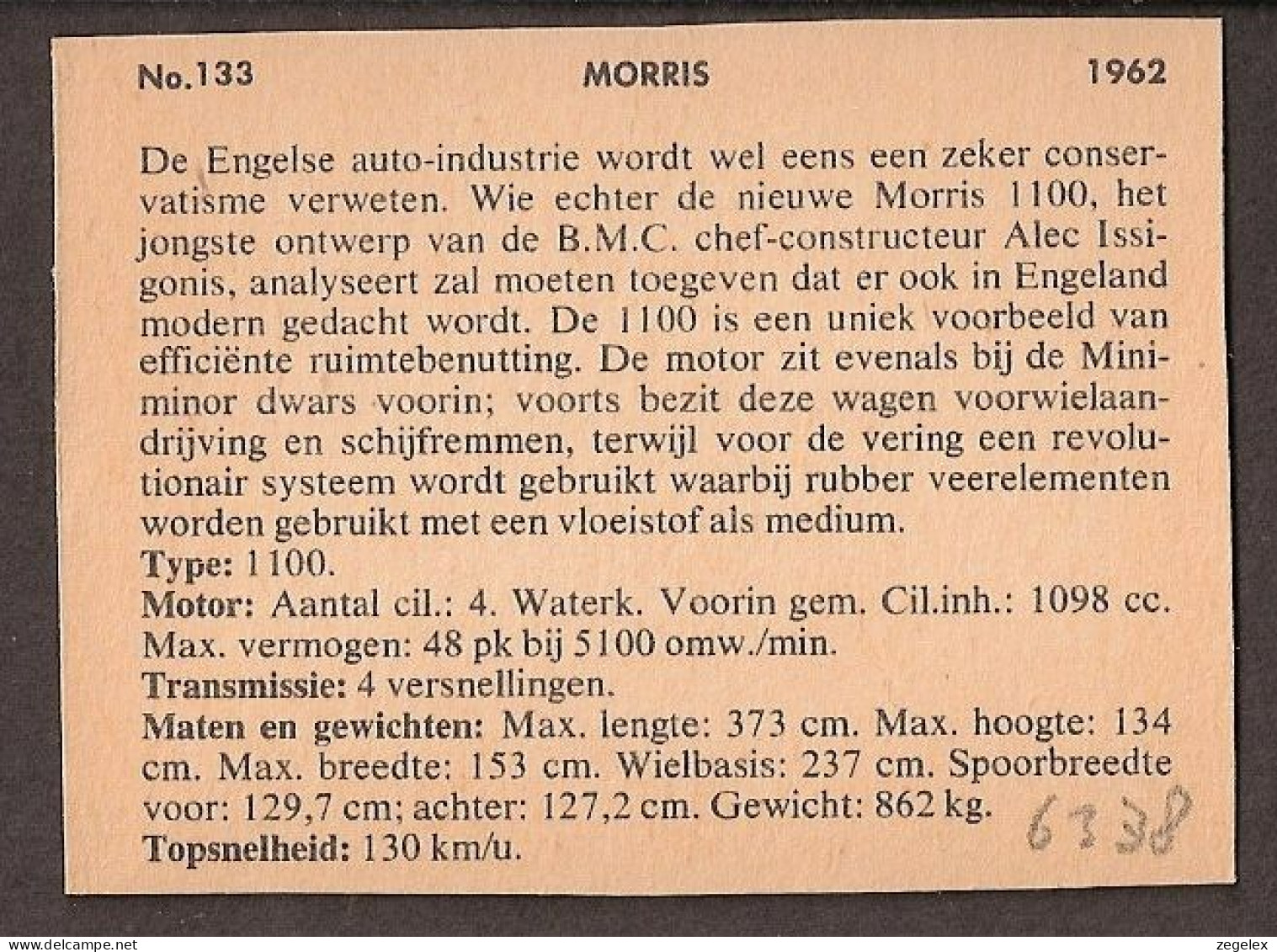 Morris 1100 - 1962 - Automobile, Voiture, Oldtimer, Car. Voir Description, See  The Description. - Autos