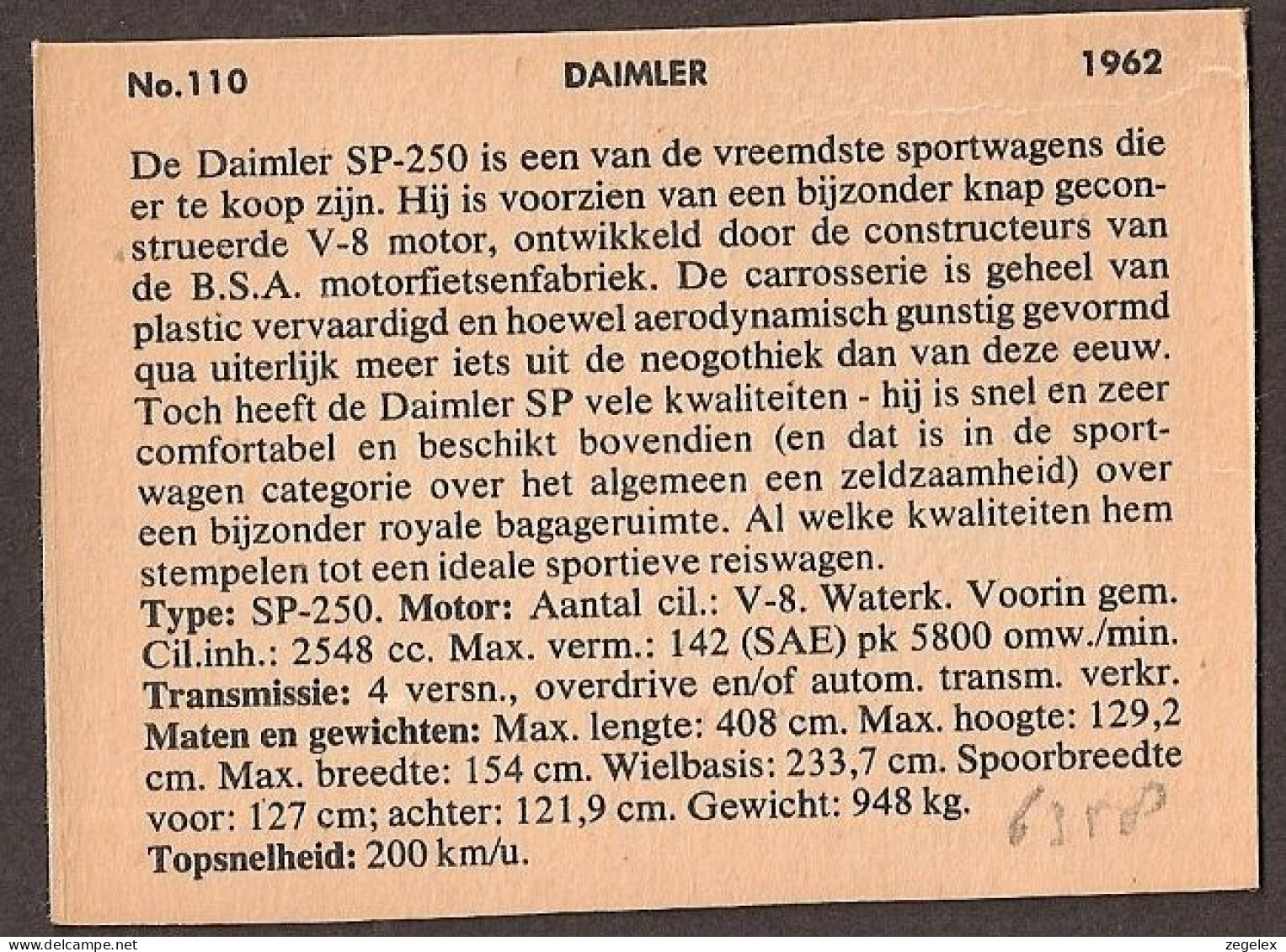 Daimler SP-250 - 1962 - Automobile, Voiture, Oldtimer, Car. Voir Description, See  The Description. - Autos