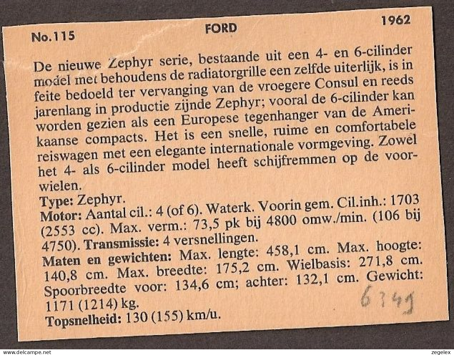 Ford Zephyr - 1962 - Automobile, Voiture, Oldtimer, Car. Voir Description, See  The Description. - Autos