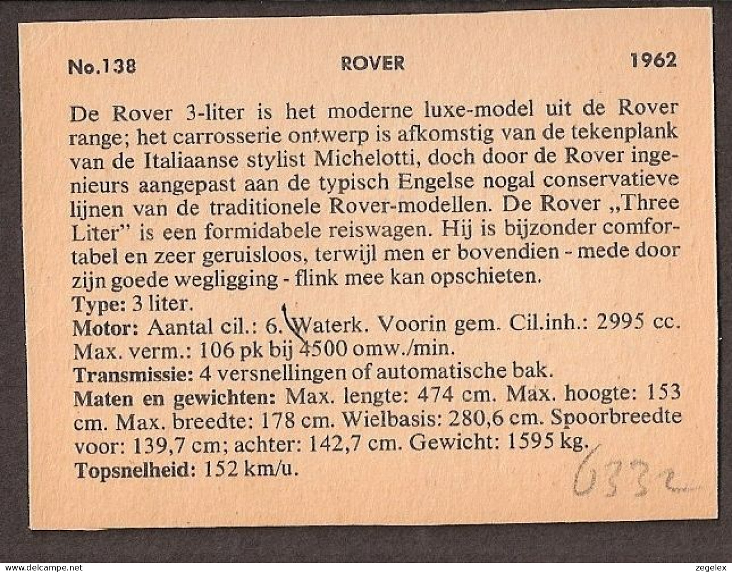 Rover - 3 Liter 1962 - Automobile, Voiture, Oldtimer, Car. Voir Description, See  The Description. - Autos