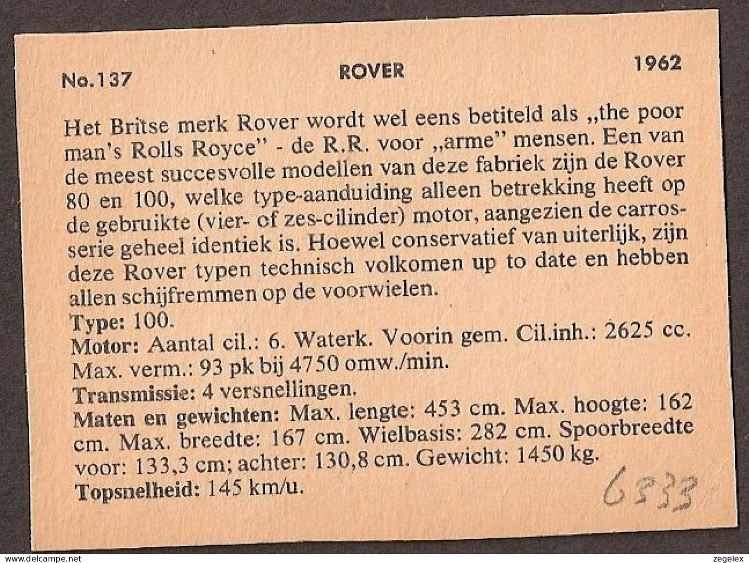 Rover 100 - 1962 - Automobile, Voiture, Oldtimer, Car. Voir Description, See  The Description. - Cars