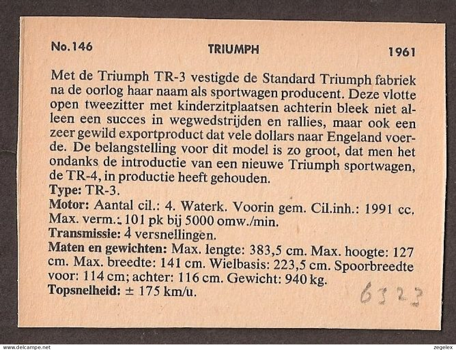 Triumph TR-3 1961 - Automobile, Voiture, Oldtimer, Car. Voir Description, See  The Description. - Automobili