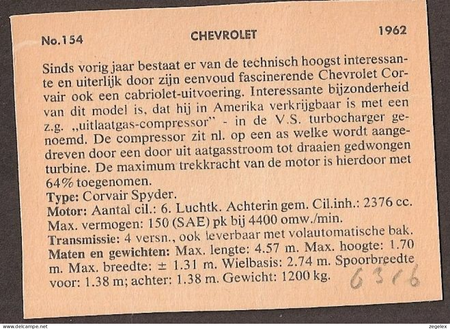 Chevrolet Corvair Spyder 1962 - Automobile, Voiture, Oldtimer, Car. Voir Description, See  The Description. - Auto's