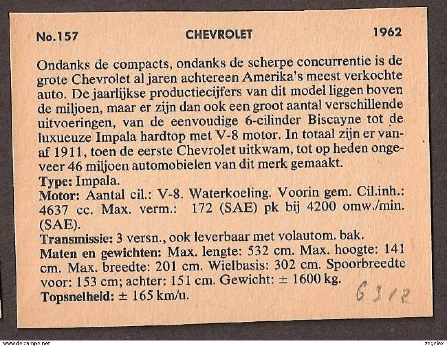 Chevrolet Impala 1962 - Automobile, Voiture, Oldtimer, Car. Voir Description, See  The Description. - Coches