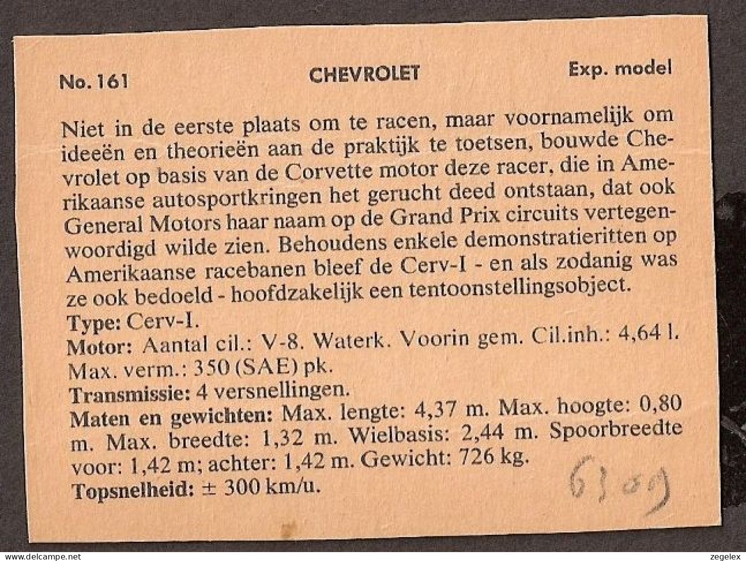 Chevrolet Cerv-1 - Automobile, Voiture, Oldtimer, Car. Voir Description, See  The Description. - Coches