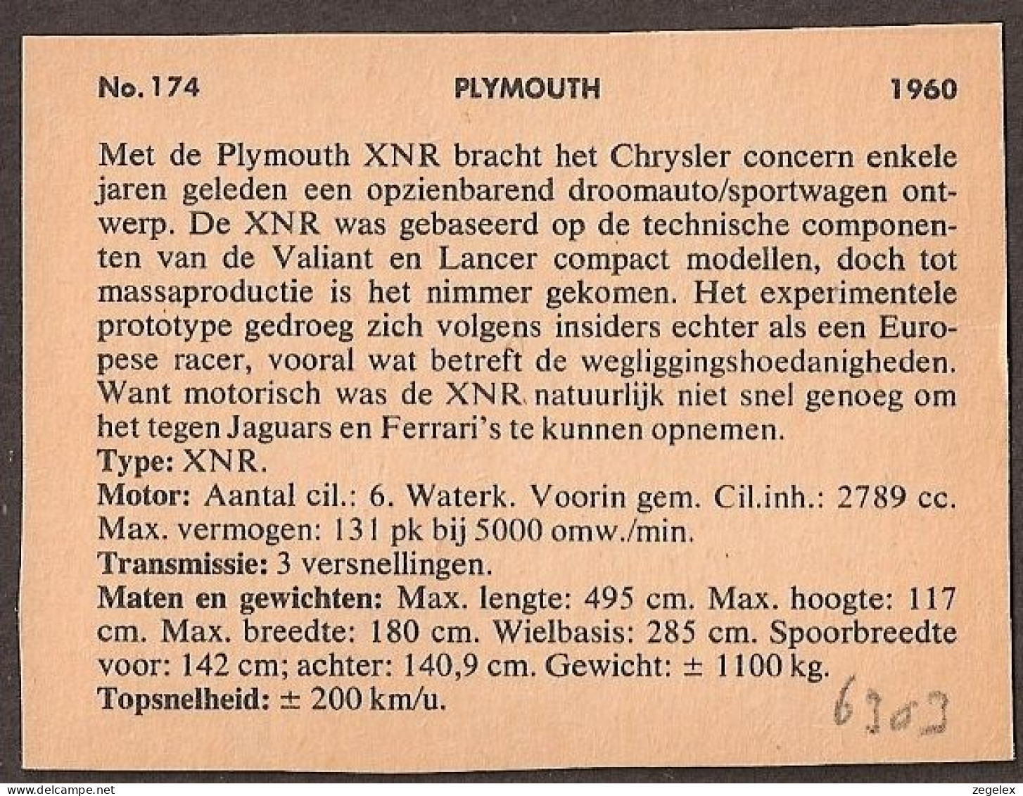 Plymouth XNR 1960 - Automobile, Voiture, Oldtimer, Car. Voir Description, See  The Description. - Auto's