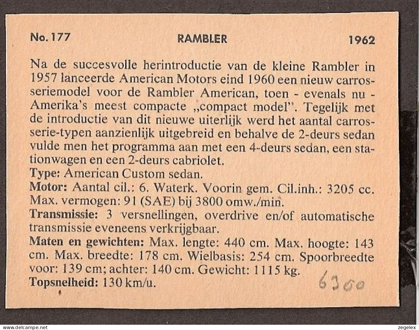 Rambler American Custom Sedan 1962 - Automobile, Voiture, Oldtimer, Car.  See  The Description. - Cars