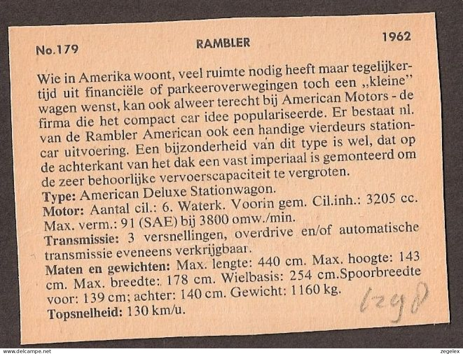 Rambler American Deluxe Stationwagon 1962 - Automobilecar. See  The Description. - Voitures
