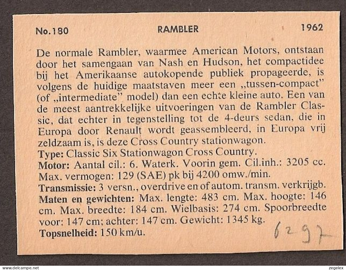 Rambler Classic Six Stationwagon Cross Country 1962 (USA) - Automobile, Oldtimer, Car. See Description.  - Autos