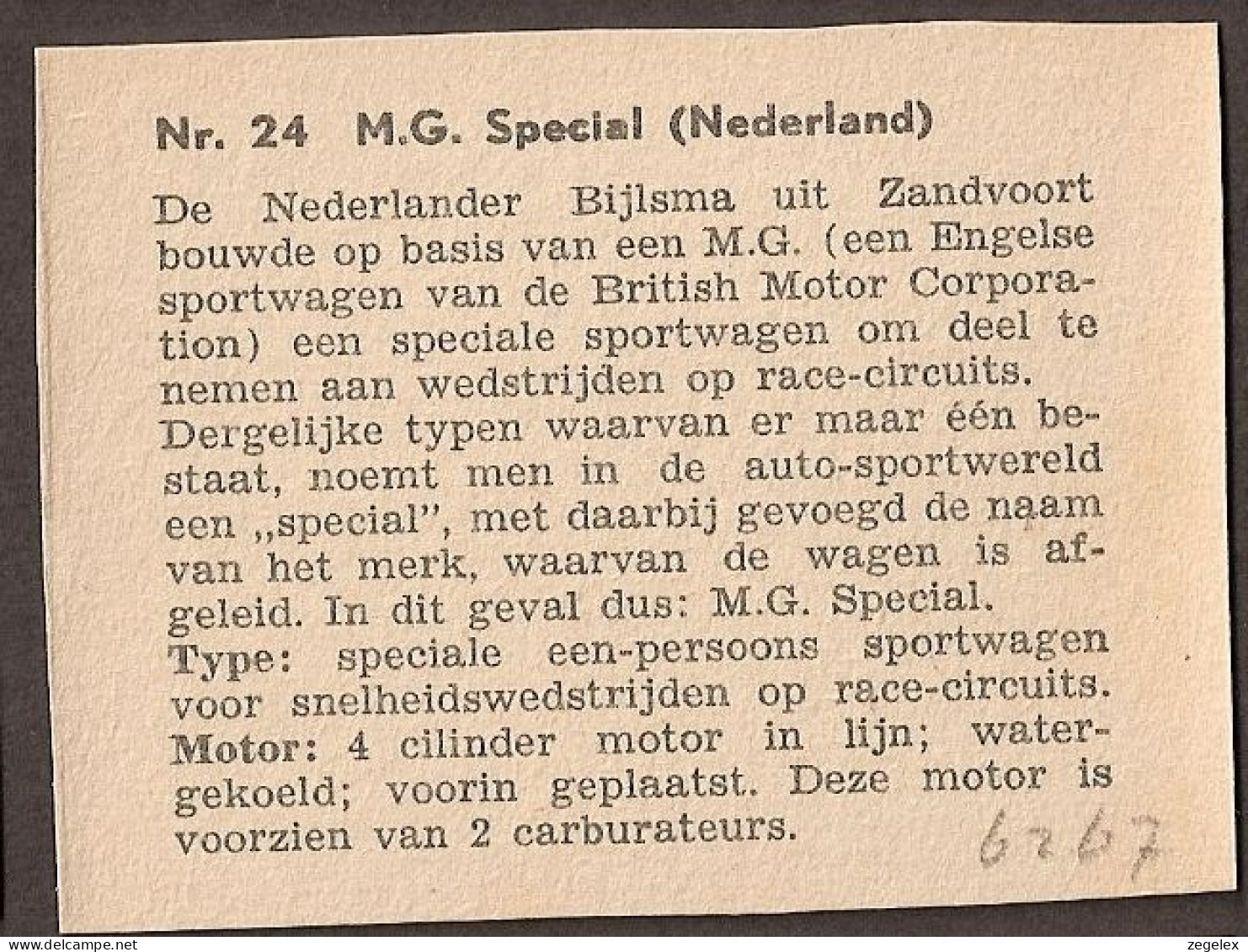 M.G. Special (Netherlands) - Automobile, Voiture, Oldtimer, Car. Voir Description, See  The Description. - Cars