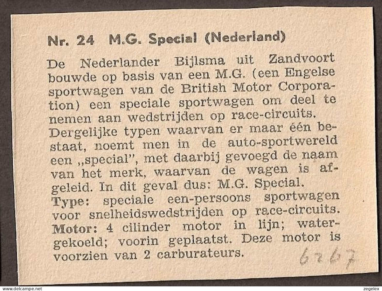 M.G. Special (Netherlands) - Automobile, Voiture, Oldtimer, Car. Voir Description, See  The Description. - Autos